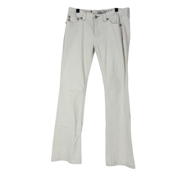 Miss Me Jeans Signature Boot Cut Embellished Pockets Jeans in White - Picture 2 of 5